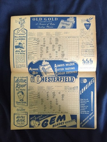 New York Giants polo grounds vs pirates 1946 Program Neat Scored paper boxscore
