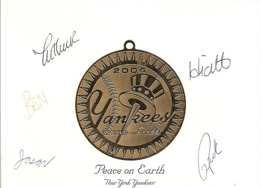 NY Yankees Holiday Greeting Card Ornament Signed by Staff 2004