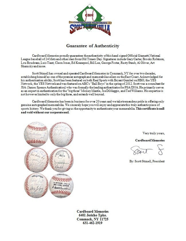 NY Mets Old Timers Day Team Signed Baseball 24 Auto Gary Carter Al Oliver COA