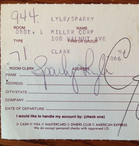 Sparky Lyle Yankees Signed Hotel Bill Bold Autograph Cbm Coa Rare Cy Young 1976