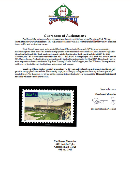 Dave DeBusschere signed Comiskey Park Chicago Postal card Rare Knicks AUTO COA