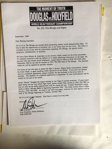 Buster Douglas Evander Holyfield World Heavyweight Fight Press Kit 1990 mirage