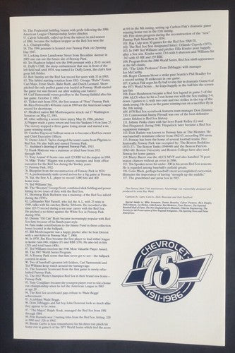 Fenway Park 75Th Anniv 1987 Program Tri Fold Poster Red Sox Williams Fisk Mint