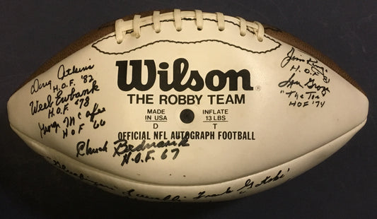 NFL Hall of Fame signed 12 auto football Joe Namath Weeb Ewbank ins HOF CBM COA