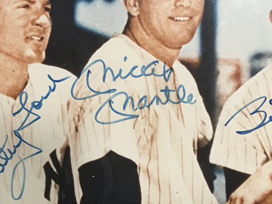 Mickey Mantle Whitey Ford Billy Martin signed 11x14 photo framed 3 auto steiner