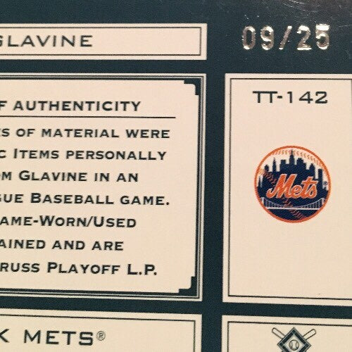 Tom Glavine 2004 Absolute Tools of Trade Game Used Bat Glove Jersey /25 Hof Mets