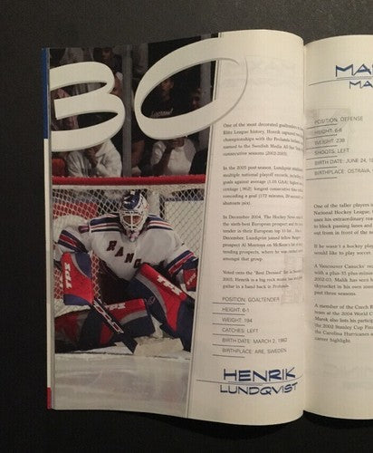 NY RANGERS BROADWAY BLUE PROGRAM 2005 06 Jaromir Jagr Henrik Lundqvist Rookie