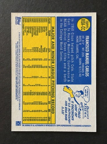 2019 Topps Heritage CISCO CARLOS Real One Sp Red Ink Auto 70/70 Senators 1/1 MT