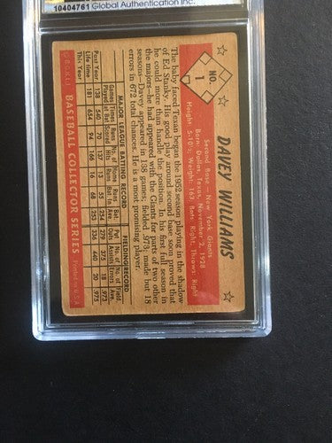 1953 Color Bowman # 1 Davey Williams Vg + Graded 3 Looks Nicer 1st Card In Set