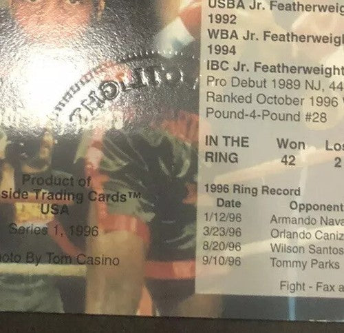Junior Jones Signed Ringside Boxing card Series 1 1996 #52 with seal COA