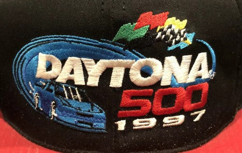 1997 Daytona 500 Checkered Flag Sports Red and Black Snapback Hat New!