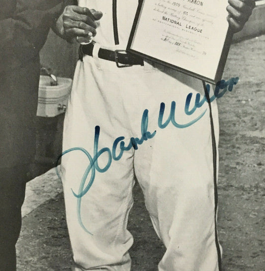 Hank Aaron signed 8x10 Eddie Mathews award photo Autograph HOF PSA COA