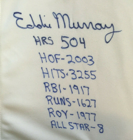 Eddie Murray signed 1983 Mitchell & Ness 7 Stat Orioles jersey HOF Auto JSA COA