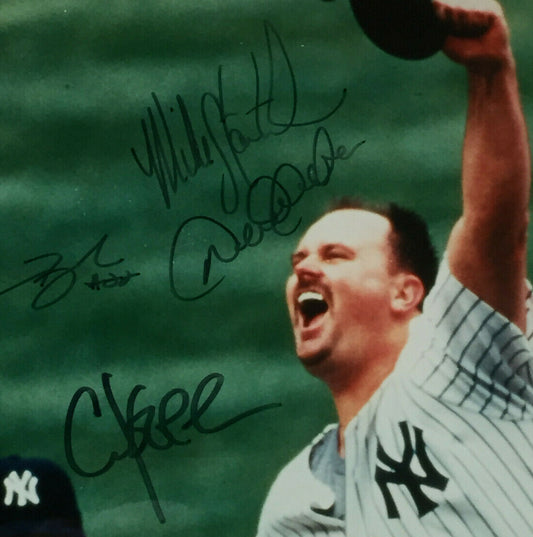 1998 Yankees Signed David Wells Baseball PG Photo framed 23 Auto Jeter Steiner