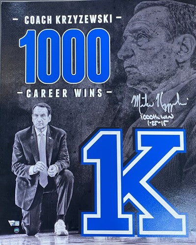 Mike Krzyzewski Coach K Duke Signed 16x20 1,000th Win Auto Framed Photo Fanatics