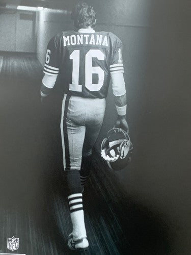 Joe Montana 49er’s Super Bowl Tunnel 16x20 B/W Photo File Licensed NFL Holo MVP