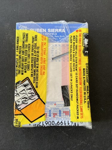 1987 Fleer Unopened Cello Pack Factory Sealed Barry Bonds Rookie On top Mint Rc