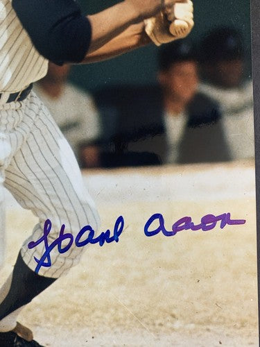 Hank Aaron Signed 8x10 Baseball Photo Braves Hof Gem Mint Auto Ken Goldin Coa