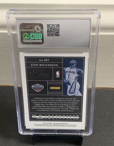 2019 Panini One and One #107 Zion Williamson Rookie /99 SSP Rc Csg 9.5 Gem Mint