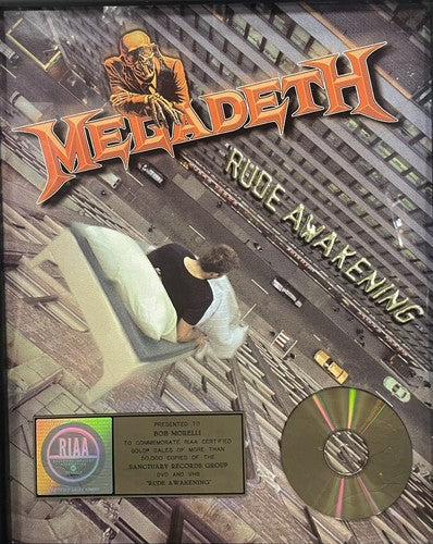 Megadeth Framed RIAA Award Rude Awakening Certified Gold Plaque and CD