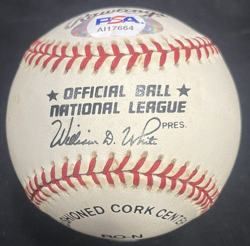 Lou Brock Signed Official NL Baseball Rawlings PSA Auto Cardinals HoF