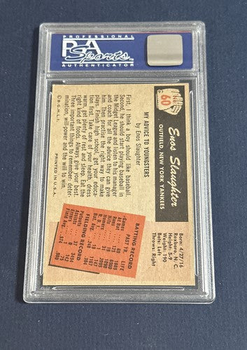 1955 BOWMAN #60 ENOS SLAUGHTER PSA 8 MINT NEW YORK YANKEES HOF BEAUTY HIGH END