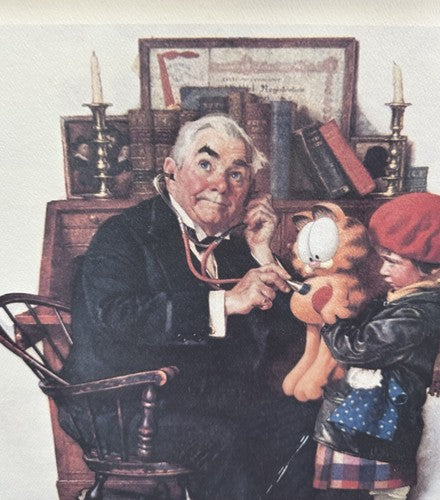 Doctor And Doll Garfield Jim Davis Signed Framed Norman Rockwell Painting LE COA