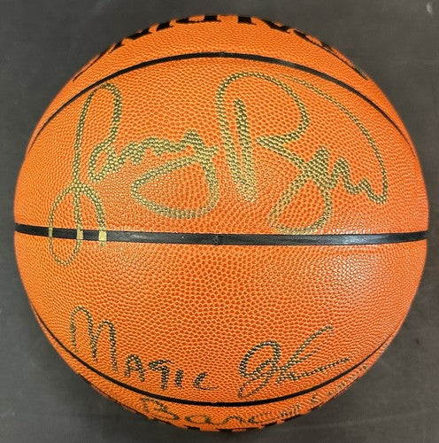 Larry Bird Magic Johnson Signed Spalding NBA Game Basketball Barcelona Auto UDA