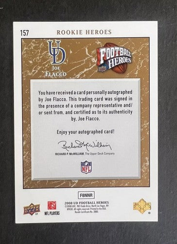Joe Flacco Football Heroes Rookie Mint Auto Ravens Blue Hens #157 Signed LE /25