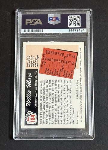 Willie Mays Signed 1996 Topps CERTIFIED Issue 1955 Bowman On Card Auto PSA Coa