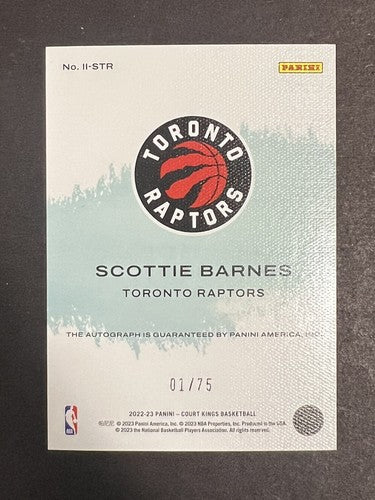 Scottie Barnes Signed 2022-23 Court Kings Impressionist Ink Mint Auto 1/75 #1/75