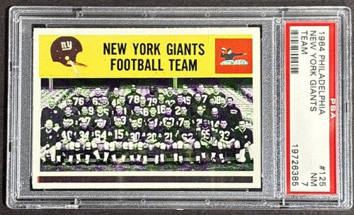 1964 Philadelphia #125 New York Giants Football Team Card Psa 7 NM Near Mint