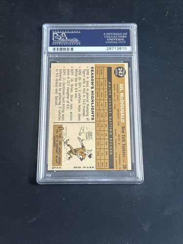 1960 Topps #247 Gil McDougald Baseball Card PSA 6 Ex - Mt Centered Sharp Beauty