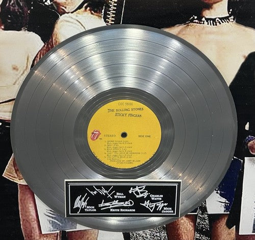 The Rolling Stones Sticky Fingers Platinum Record Framed 3D Facsimile Auto