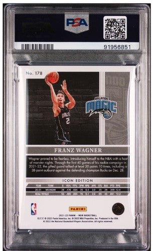 2021-22 Panini Noir Franz Wagner #178 Rookie /99 Psa 9 Mint Rc Orlando Magic