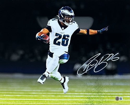 Saquon Barkley Signed 16x20 Framed Spotlight Photo Eagles Mint Autograph BAS COA