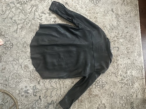 Vintage Branded Garments Black Leather Jacket Button Usa New W/out Tag Sz M 44