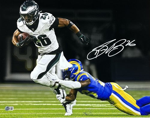 Saquon Barkley Signed 16x20 Framed Spotlight Photo Eagles Mint Autograph BAS COA