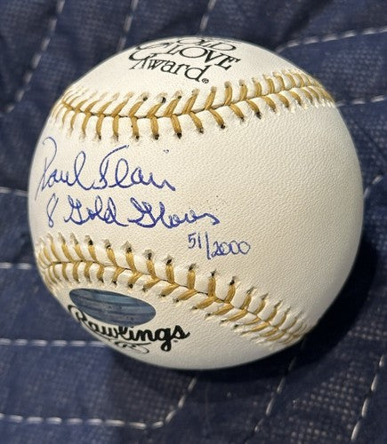Paul Blair Signed Mlb Gold Glove Baseball 8 Gold Gloves Auto Steiner Coa Yankees