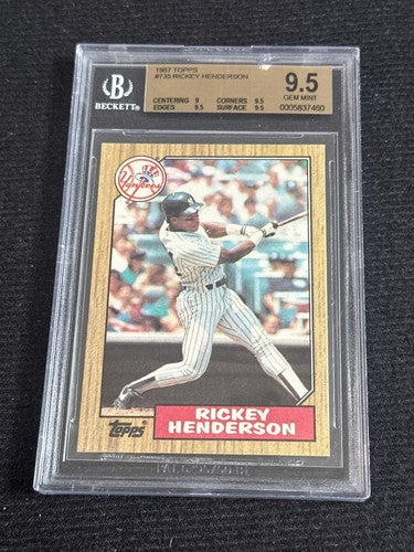 1987 Topps Rickey Henderson #735 BGS 9.5 GEM MINT HOF YANKEES BEAUTY