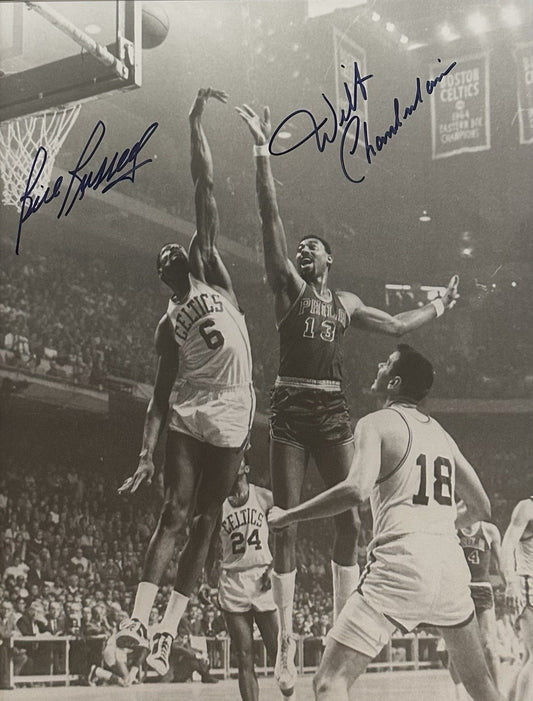Wilt Chamberlain & Bill Russell Signed 16x20 Framed Photo Mint Hof Auto PSA LOA