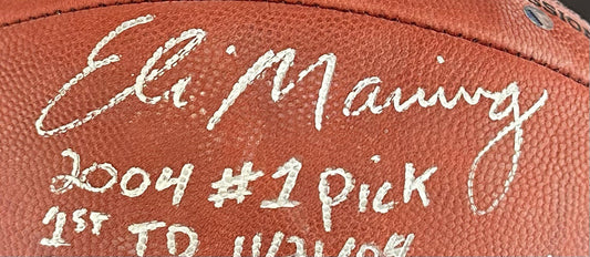 Eli Manning Signed Wilson NFL Duke Football /10 5 Stat Auto Giants Steiner COA