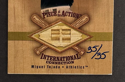 Miguel Tejada 2001 Sp Game Bat Card Gold 35/35 1/1 Piece Of Action Rare