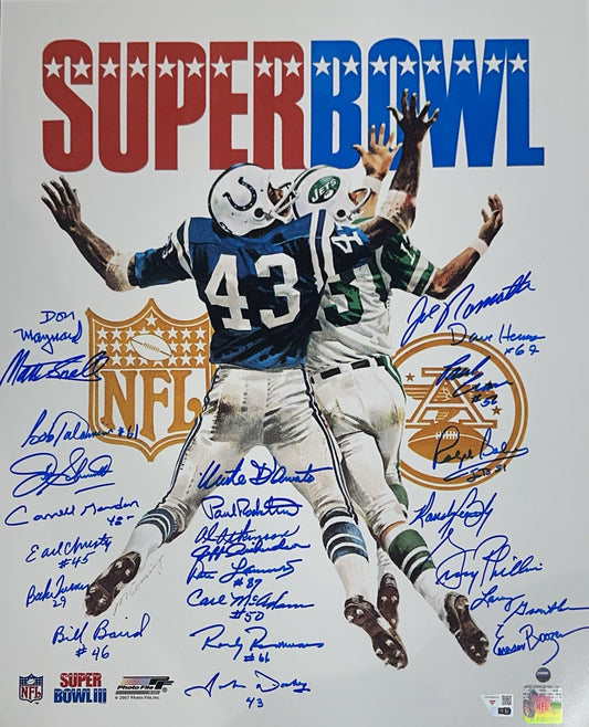 1969 Jets Team Signed 16x20 Framed SB Photo 24 Auto Namath Fanatics Steiner COA