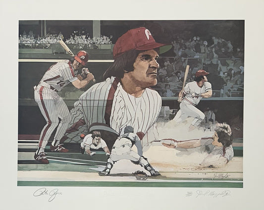 Pete Rose Signed 16x20 Framed Maggard LE Litho Photo Phillies Autograph COA
