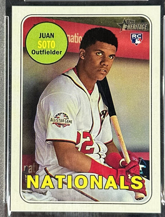 2018 Topps Heritage Juan Soto Mini PSA 10 Rookie SSP /100 Nationals Mets RC #502