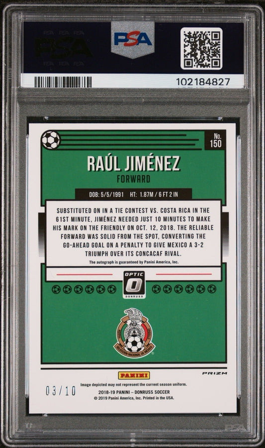 2018 Panini Donruss Raul Jimenez PSA 9 Optic Auto Gold /10 Mexico Mint #150
