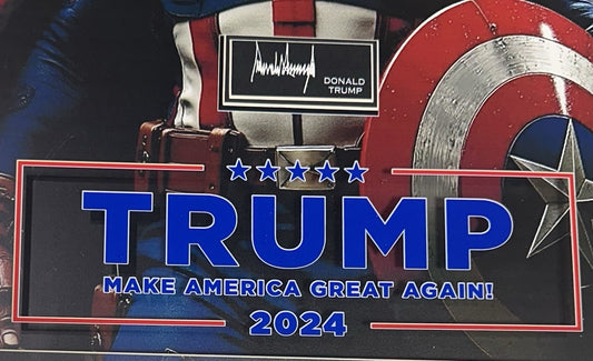 Donald Trump 22x22 Framed 3D Photo Captain America 2024 MAGA Facsimile Auto