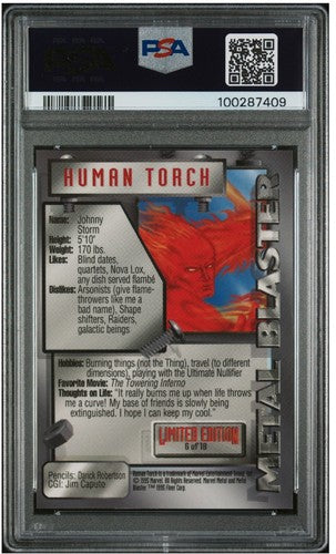 1995 Marvel Metal Blaster #6 Human Torch PSA 10 Gem Mint Graded Beauty