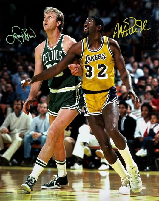Larry Bird Magic Johnson Dual Signed 16x20 Framed Photo HOF Auto BAS PSA COA